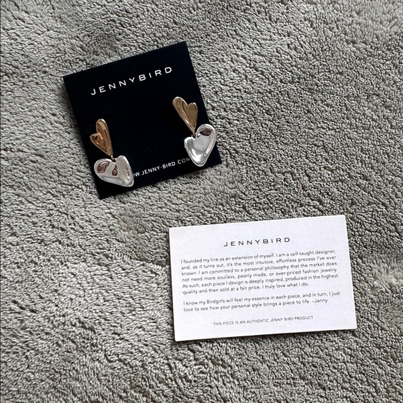 JENNY BIRD Layla Two Toned Sterling Silver Heart Drop Earrings - Picture 2 of 6